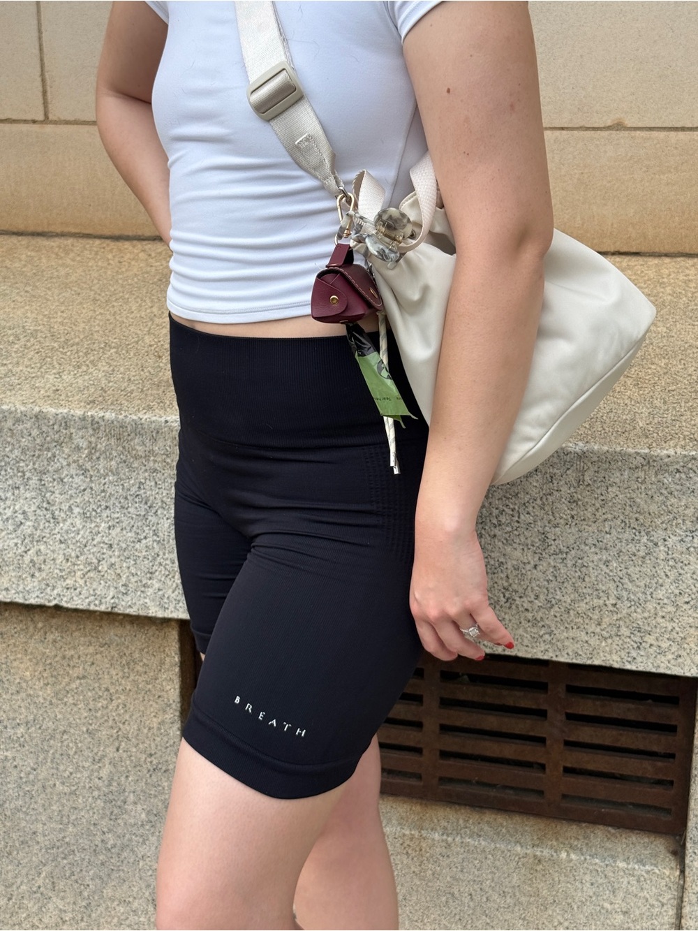 Breath Ribbed Black Cycling Shorts
